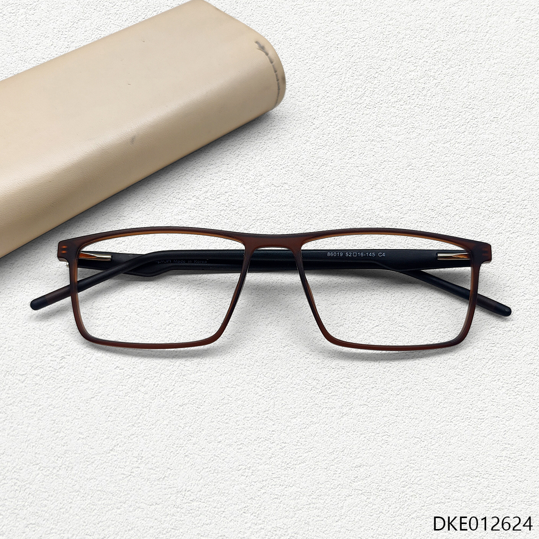 Rectangle Shape Brown Transparent Eyeglasses