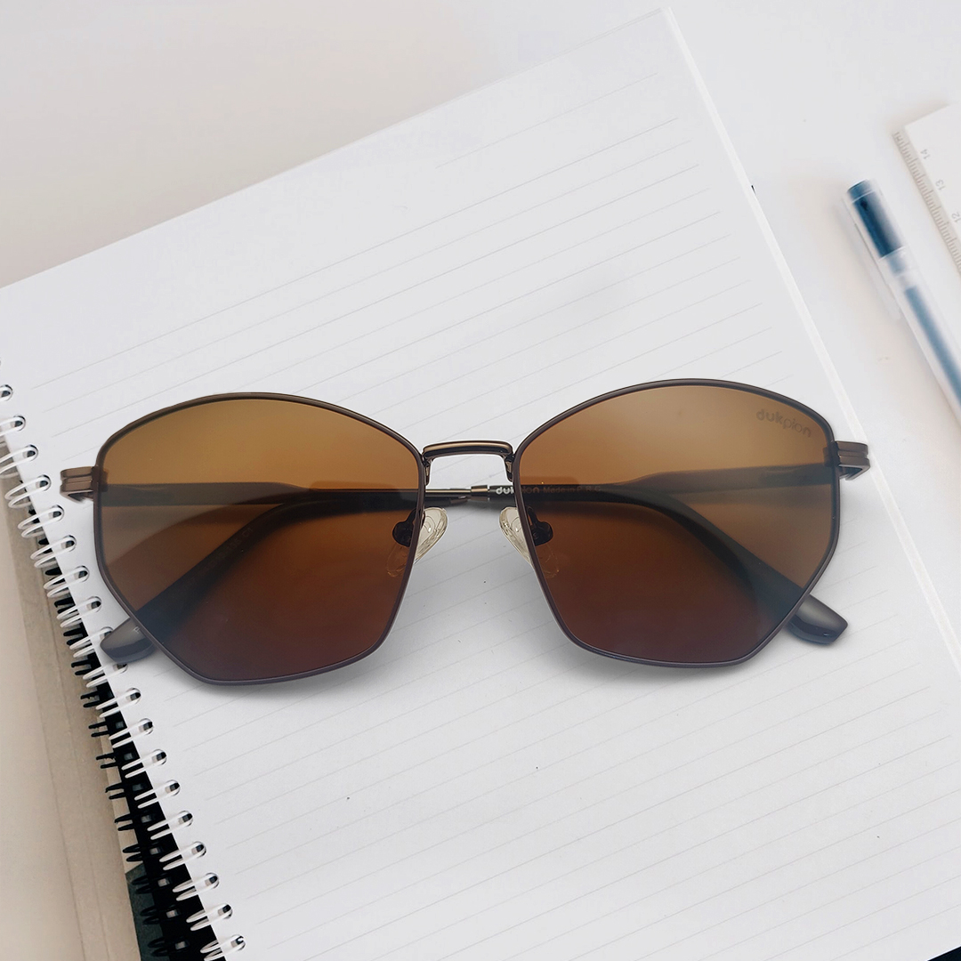 Luxury Brown Hexagonal Sunglasses
