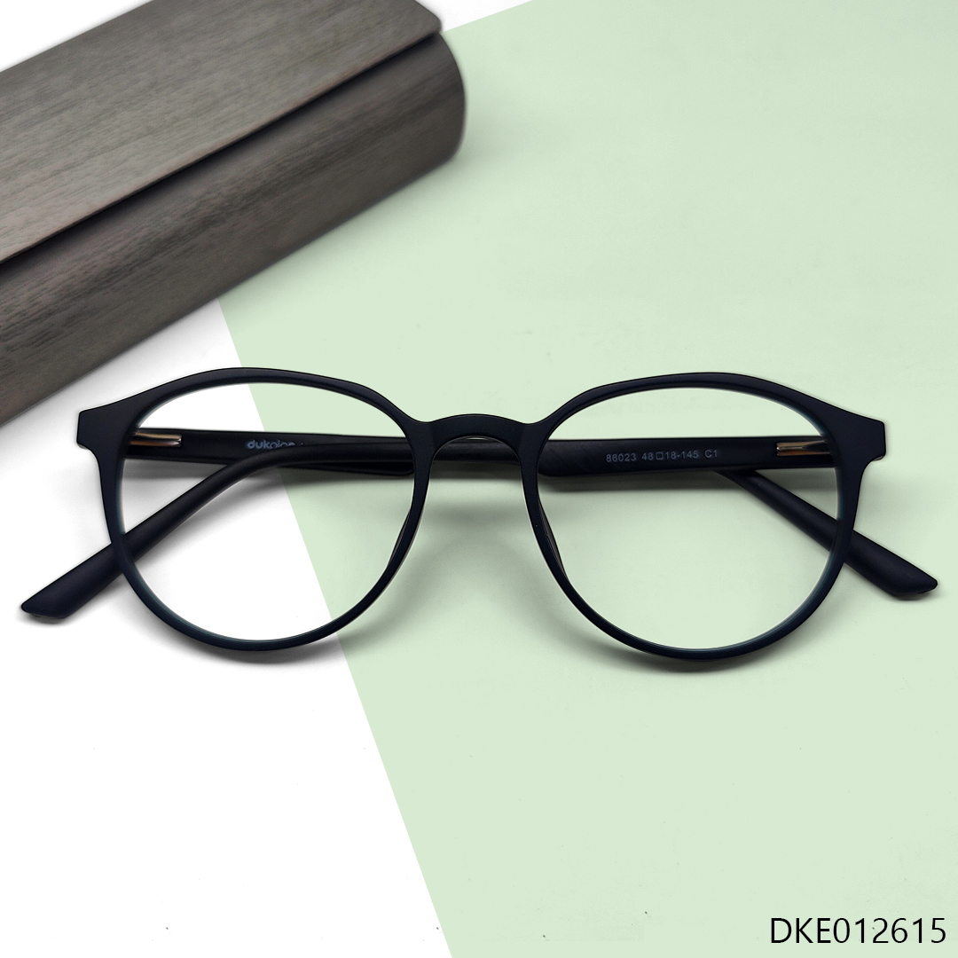 Semi Round Black Matte Trendy Eyeglasses