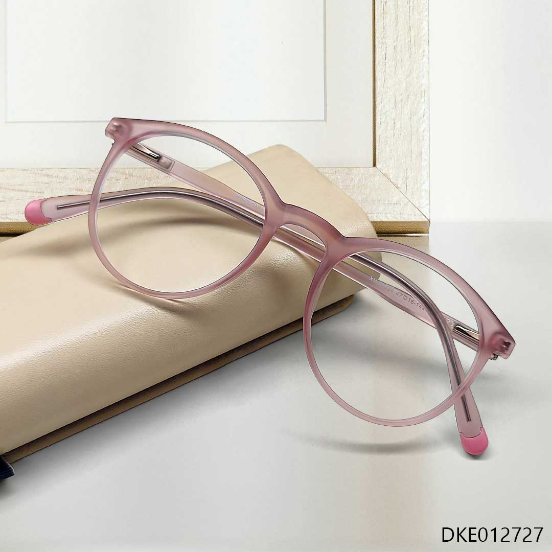 Round Shape Pink Transparent Eyeglass